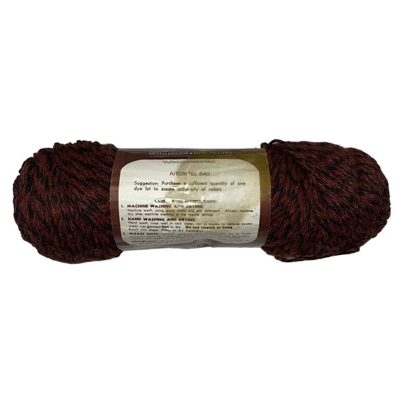Vintage Lion Brand Tweed Look 48 Mahogany Yarn Skein 4 Worsted Orlon Moth Proof - Picture 2 of 2